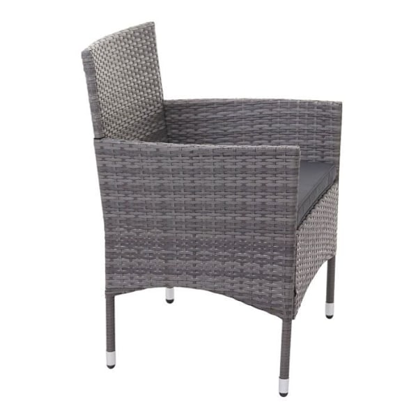 Salon de jardin balkon have i polyrotin grå sofa stole bord pude mørkegrå 04_0004209 Grå