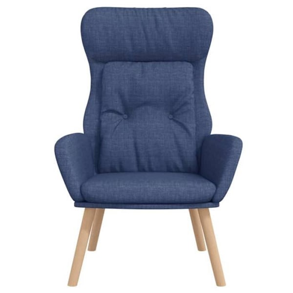 Moderne loungestol design med stof armlæn i blå og ben i træ DEC026640 Blå