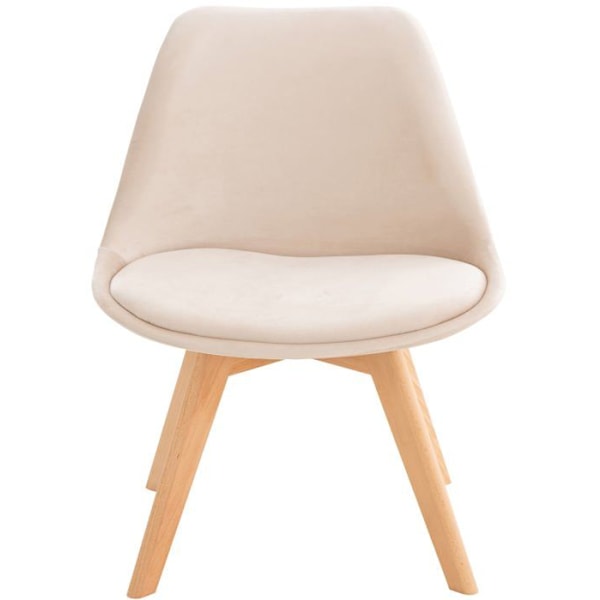 Ruokailutuoli x1 skandinaavinen design vaaleanbeige sametilla ja vaaleilla puujaloilla 10_0002280 Beige