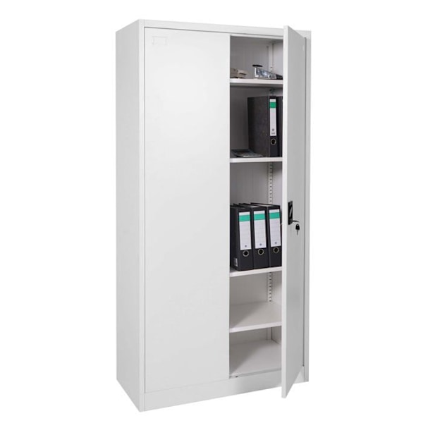 Työhuonekaappi monikäyttöinen 2 lukittavaa ovea harmaa metalli 185x90x40cm 04_0001479 Grå