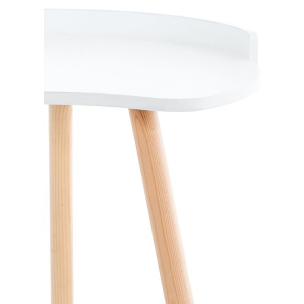 Skandinavisk design sidobord höjd 54 cm i bönform av MDF i vitt och ben i trä 10_0005515 Vit
