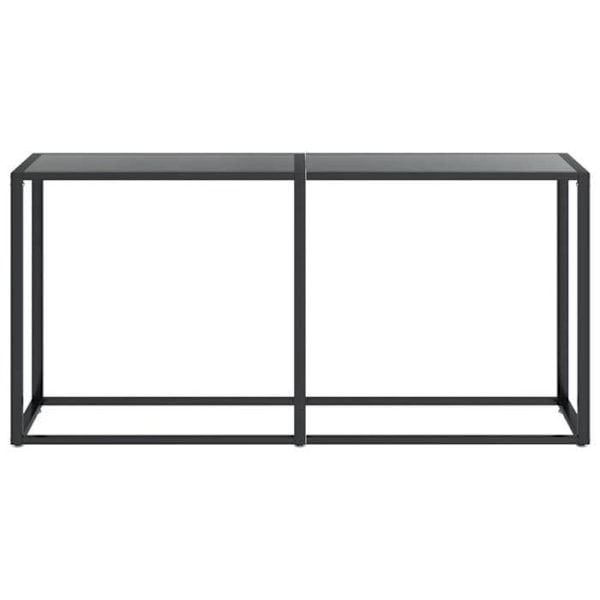 Konsolbord til stue 160 x 35 x 75,5 cm hærdet glas og sort stål DEC032120 Svart
