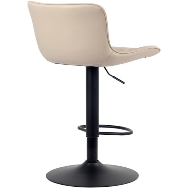 Barstol hög x1 med dekorativa sömmar i creme PVC, svarta metallben 10_0005168 Grädde