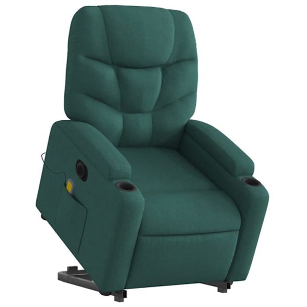 Relaxationsstol med massagefunktion og justerbar i mørkegrøn stof DEC027875 Grön