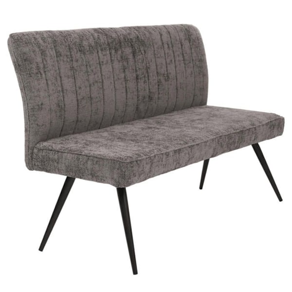 Ruokasalin sohva pehmustetulla harmaa ruskea chenille-kankaalla ja metallilla 160 cm 04_0005860 Grå