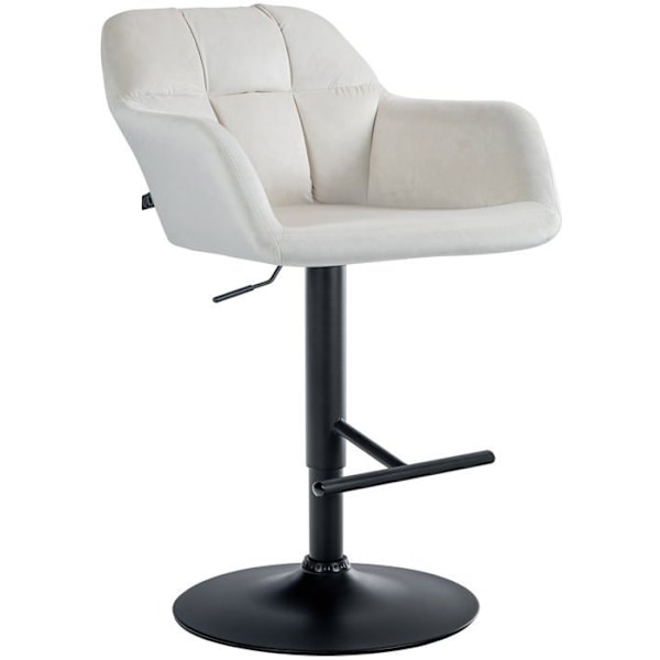 Bar stool korkeassa tuolissa x1 360° kääntymisominaisuus samettinen kerma värissä, koristeompeleet, musta metallijalka 10_0005268 Grädde