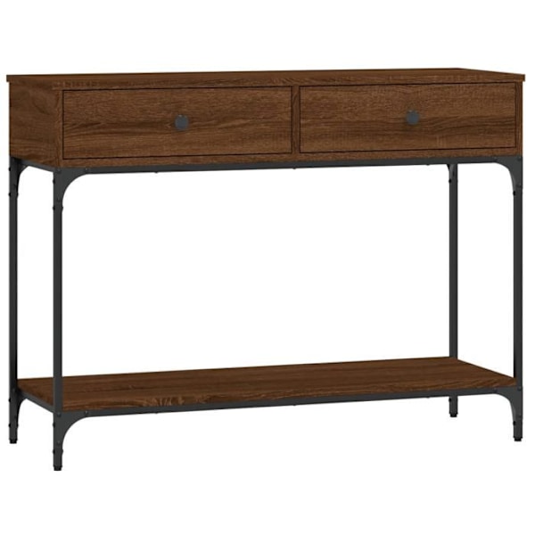 Funktionsduglig och stilren konsolbord med lådor 100 x 34,5 x 75 cm i brunt ingenjörsträ och metall DEC031839 kastanj