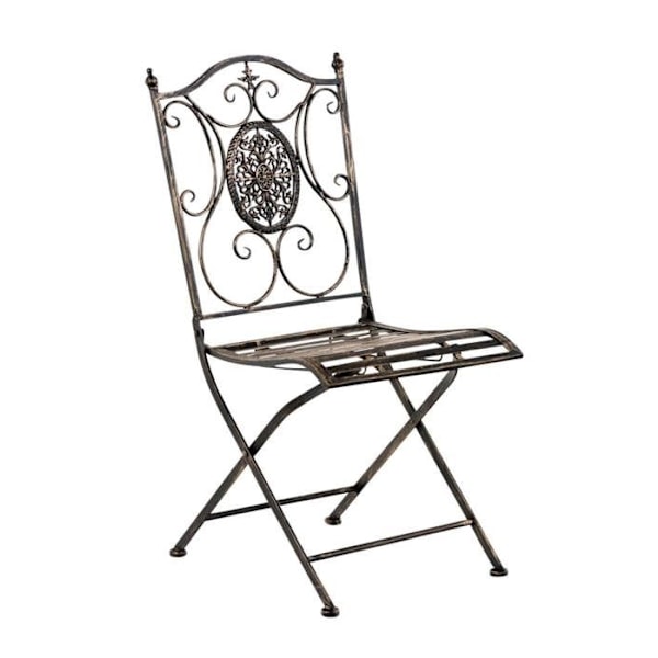 Sæt af 2 havebalkon terrasse stole i rustik design, foldbare i bronze metal 10_0002877 Brons