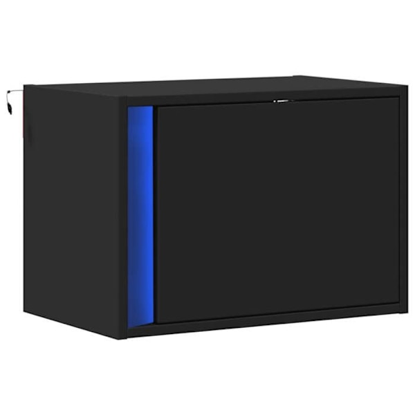 Væghængt natbord med LED-lys 50 x 31 x 35 cm i sort ingeniørtræ DEC034204 kastanj