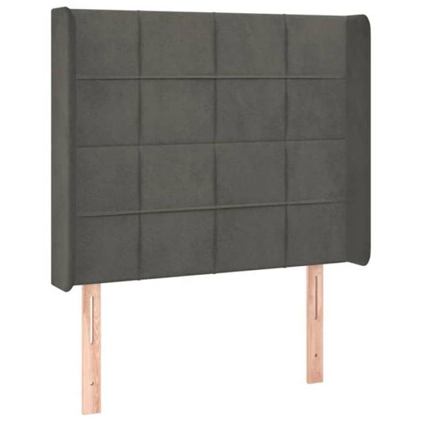 Hovedgærde til soveværelse møbel med LED 103 x 16 x 118/128 cm mørkegrå fløjl TDL0201179
