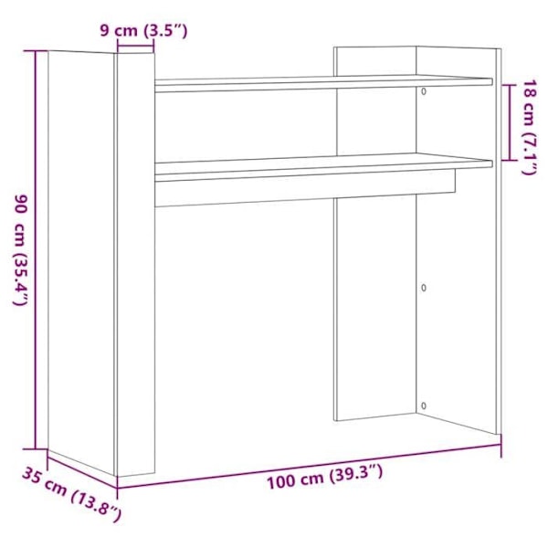 Praktisk avlastningsbord för en organiserad entré 100 x 35 x 90 cm i vitt ingenjörsträ DEC031681 Vit