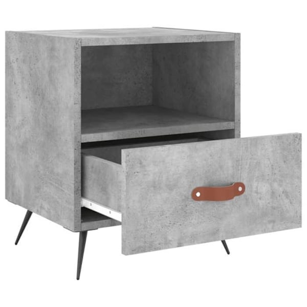 Sæt af 2 natborde med skuffe og åbent rum 40 x 35 x 47,5 cm i grå ingeniørtræ og jern DEC035903 kastanj