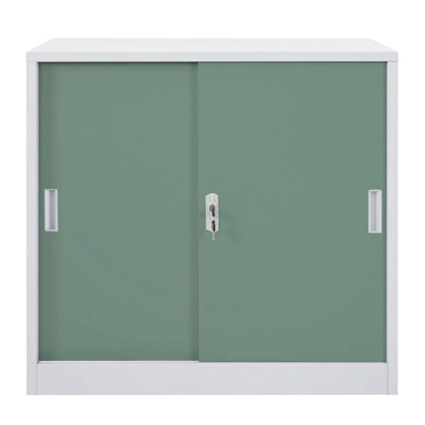 Skåp för kontor i stål med låsbara skjutdörrar 90x90x45 cm grön 04_0006410 Guld