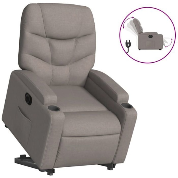 Fauteuil relax TV med elektrisk løftefunktion, meget komfortabel i taupe stof DEC028587 Guld