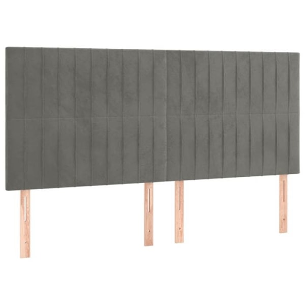 Sengegavl - Ikke specificeret - 200x5x118/128 cm - Lys grå velour - Indbygget LED - Moderne stil Ljusgrått
