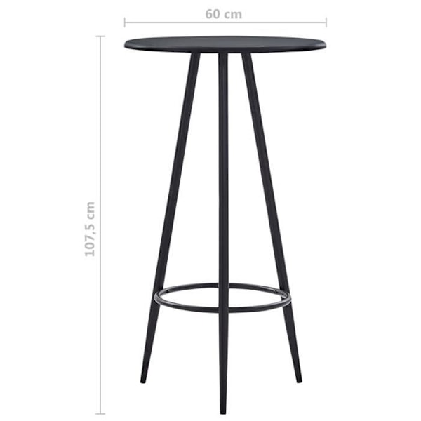 Multifunktionel borde, høj bord 60 x 107,5 cm MDF sort og pulverlakeret stål DEC036490 Svart