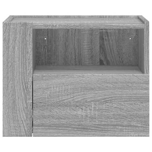Væghængt natbord med skuffe og åbent rum 45 x 30 x 35 cm grå ingeniørtræ DEC034333 kastanj