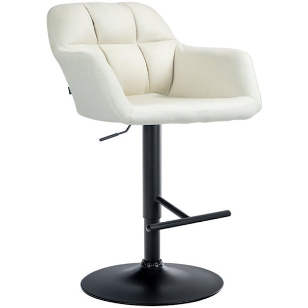 Barstol høj x1 med 360° rotationsfunktion i creme stof med dekorative syninger, sorte metalben 10_0005277 Grädde