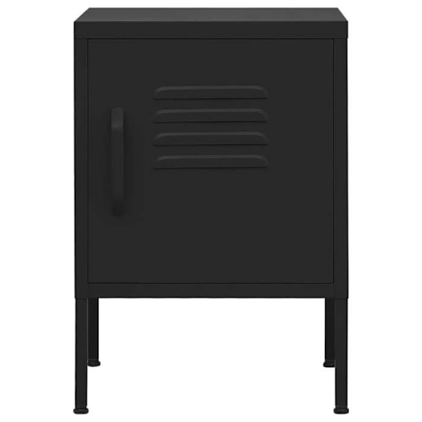 Sengebord med skab med dør 35 x 35 x 51 cm sort stål DEC034362 Svart