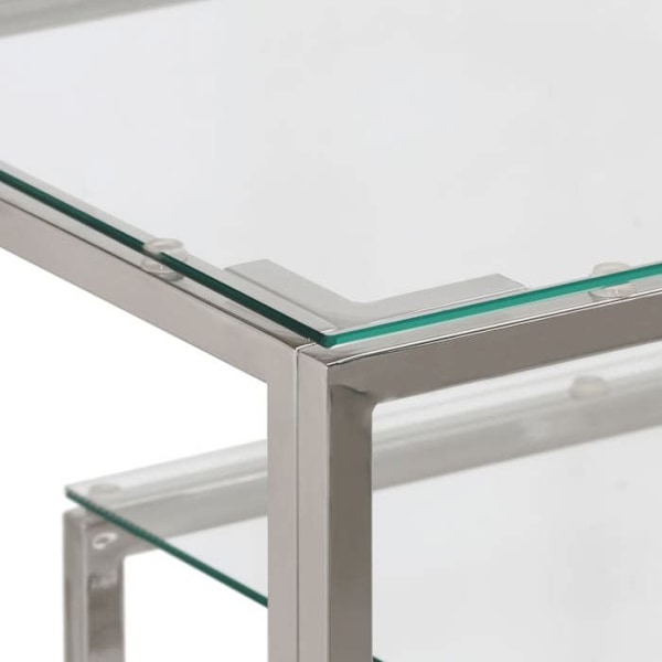 Konsolbord 110 x 35 x 70 cm i rustfrit stål i sølv og hærdet glas DEC031333 Silver