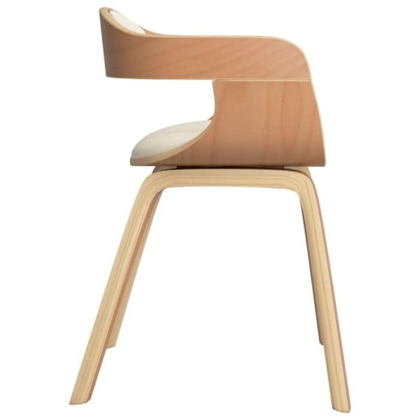 Set med 2 matstolar i krämfärgad PVC och krökt trä krämfärgad DEC025499 kastanj