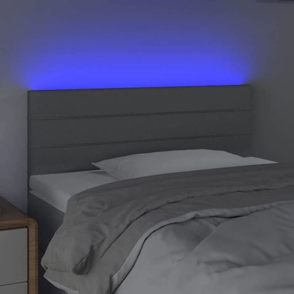 Hovedgærde seng til soveværelse LED-møbel 90 x 5 x 78/88 lys grå stof
