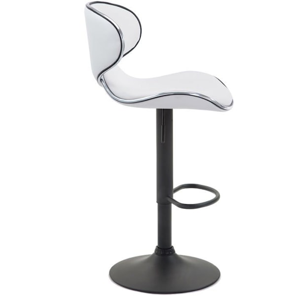 Barstolar - Kontemporär design - Set om 2 - Svart metall - Vit syntetisk sits - Höjdjusterbar Vit