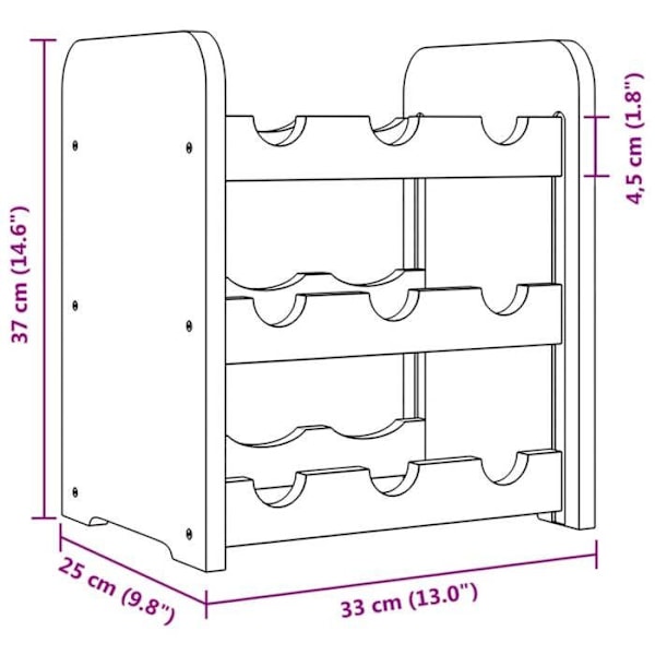 Pulloteline 3-tasoa 33 x 25 x 37 cm mäntyä DEC024353 kastanj