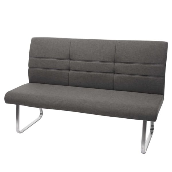 Sats i 2 matstolar + bänk 180 cm i gråbrun tyg med rostfritt stål 04_0007489 Grå