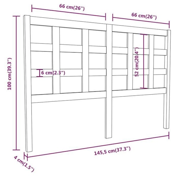Hovedgærde - Fyrretræ - Sort - 145,5x100 cm - Moderne stil - Moderne design Svart