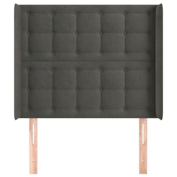Senggavl med tilbehør til soveværelse, polstret møbel med lateral kant 103 x 16 x 118/128 grå velour.