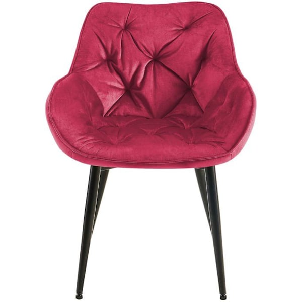 Set med 2 moderna design matstolar med röd sammetssits och svarta metallben 10_0001663 Metall