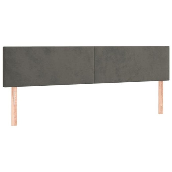 Hovedgærde til seng, soveværelse, LED møbel, 200 x 5 x 78/88, mørkegrå velour