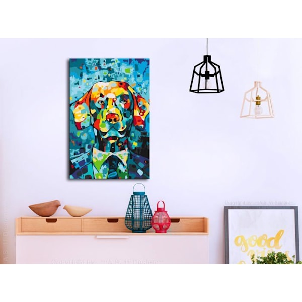 Itsetäytettävä maalaustaulu numeromaalaus koira (ポートレイト) 40 x 60