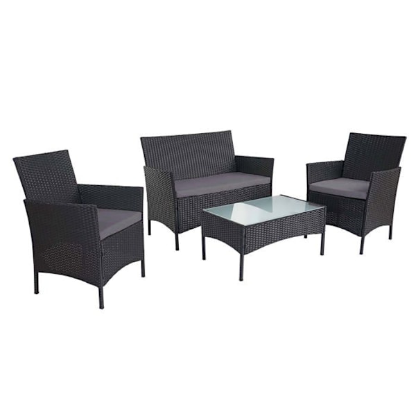 2-1-1 Havenmøbler Garnir Halden, Sæde Værelse Lounge Sæt Sofa ~ Antracit, Pude Antracit