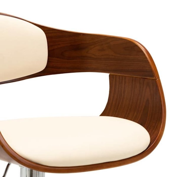 Barstol x1 retro højstol i bøgetræ og creme PVC samt metal DEC029462 kastanj