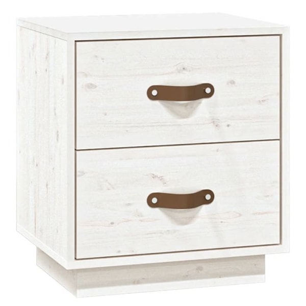 Sängbord med två lådor 40 x 34 x 45 cm vit furu DEC036210 Vit