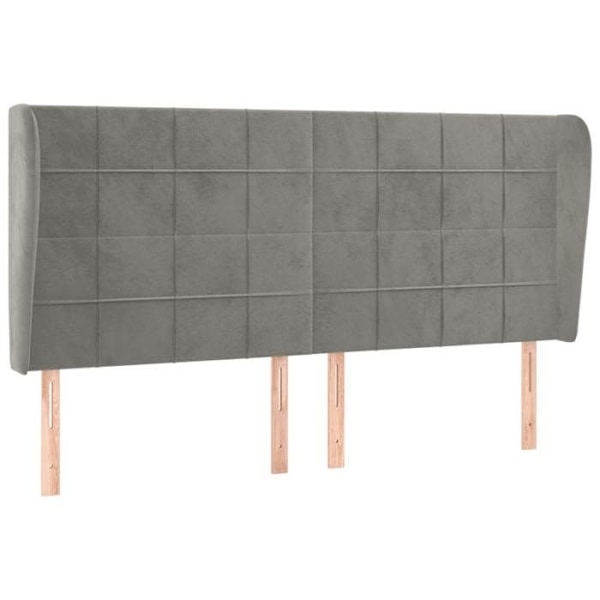 Huvudgavel sängtillbehör sovrum möbel med sidokant 203 x 23 x 118/128 ljusgrått sammetstyg