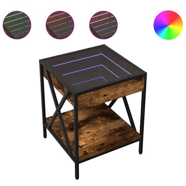 Yöpöytä LED-peilillä ja hyllyllä 40 x 40 x 49 cm ruskeaa MDF:ää, lasia ja terästä DEC033131 kastanj
