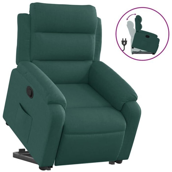 Fauteuil relax TV med komfortabel polstring og elektrisk løftefunktion i mørkegrønt stof DEC028230 Guld