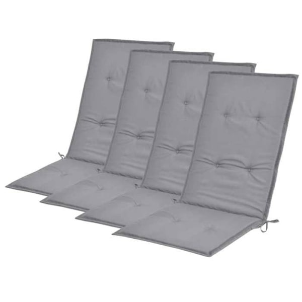 Sæt med 4 grå havestolspuder i stof 120 x 50 x 3
