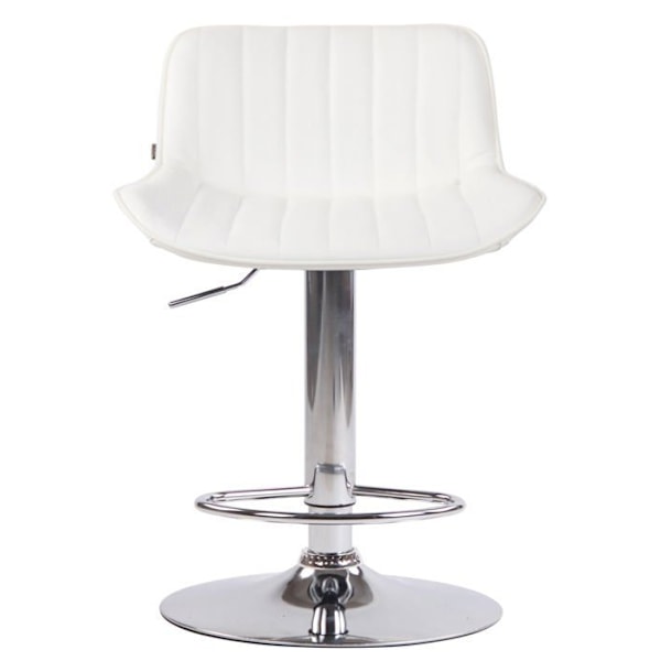 Barstol hög x1 i vit PVC med vertikala sömmar, stöd i kromat metall 10_0005097 Vit