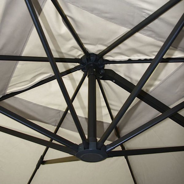Parasol til restaurationsbrug 3,5x3,5m (Ø4,95m) polyester aluminium/stål 25kg grå creme uden fod 04_0003287 Grädde