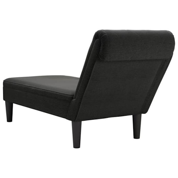 Meridienne chaise longue soffa för inomhus med kudde och högra armstöd i svart tyg DEC026260 Svart