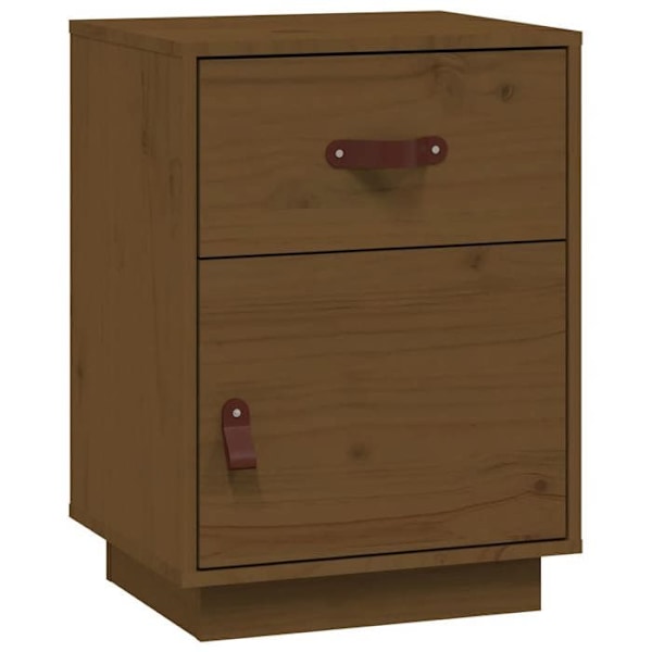 Sæt med 2 natborde med skuffe og rum med dør 40 x 34 x 55cm i fyrretræ i brun eg DEC035923 kastanj