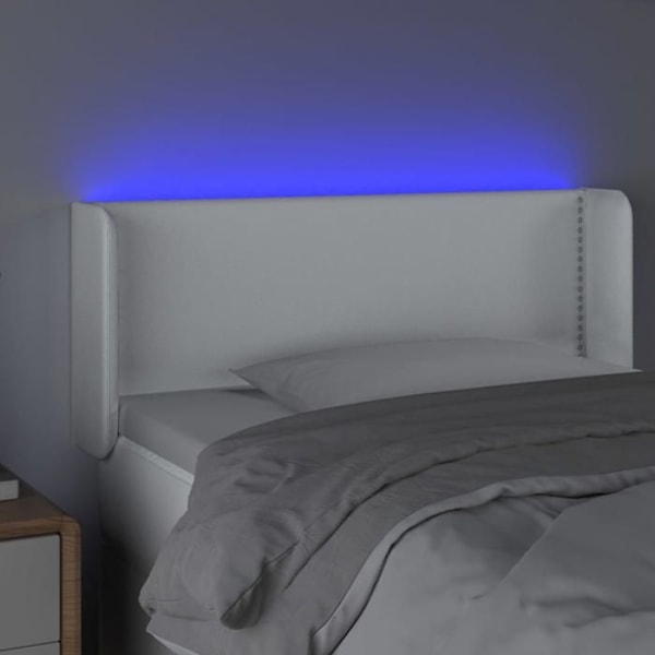 Hovedgærde - LED - 103x16x78/88 cm - Kunstlæder hvid - Moderne stil - Moderne design Vit