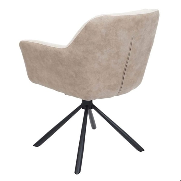 Set av 2 matstolar med armstöd, snurrande sits i creme PVC och metall 04_0007362 Grädde
