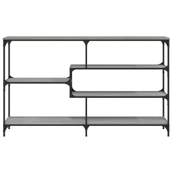 Toiminnallinen ja tyylikäs konsolipöytä hyllyillä 160 x 32 x 95 cm harmaata insinööripuuta ja metallia DEC032224 kastanj