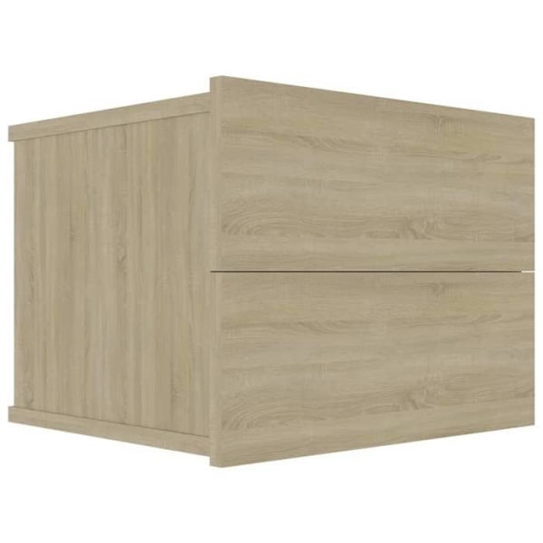Væghængt natbord med to skuffer 40 x 30 x 30 cm ingenieurtræ egeskærm DEC033818 kastanj