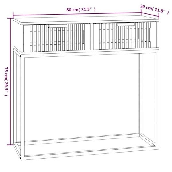 Funktionsdygtig og stilfuld konsolbord med skuffer 80 x 30 x 75 cm i ingeniørtræ og jern DEC031714 kastanj